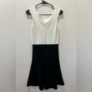 White House Black Market Sheath Midi Dress Black and White